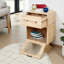 Table d'appoint en bois naturel avec plateau tournant, table de bout avec porte et tiroir en verre givré