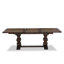 Ensemble de table de salle à manger 7 pièces composé d'une table rectangulaire en bois avec rallonge amovible et 6 chaises rembourrées en lin brun clair, jacobin vieilli-1306608971-1218732844-1218732833