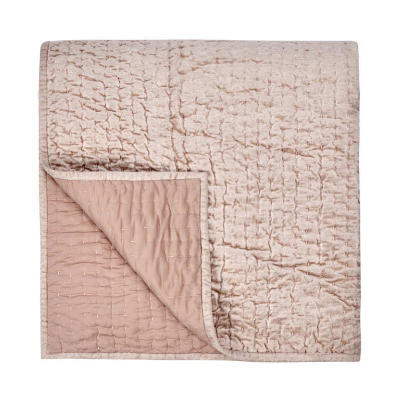 Bari 4-Piece Velvet Rayon Quilt Set, King Quilt + 3 Euro Shams, Pink