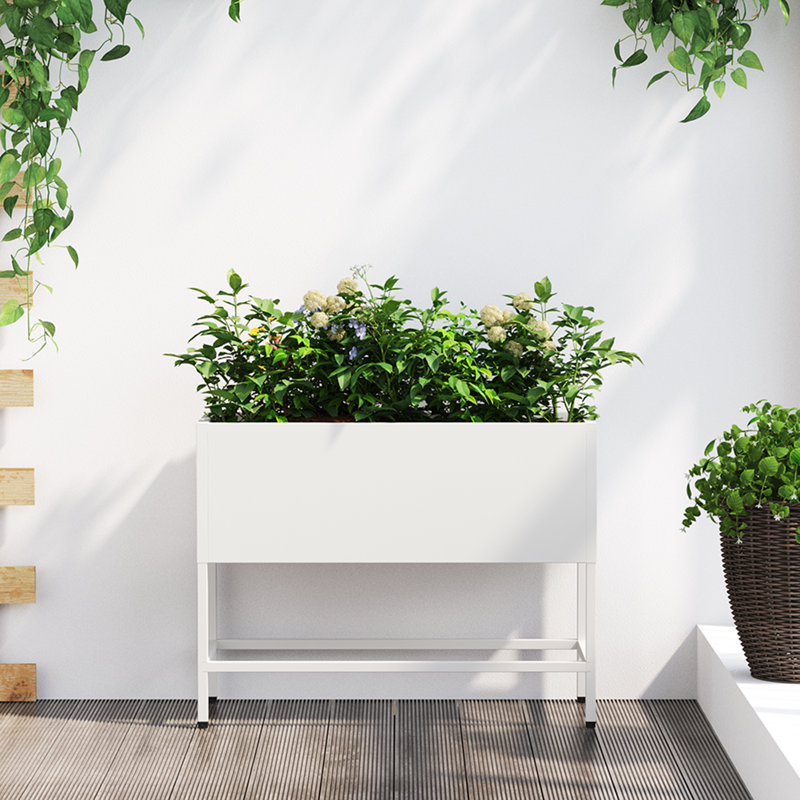 Elevated Planter, 45cm H x 60cm W x 26cm D, White
