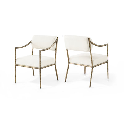Bastille Chenille Fabric Upholstered Dining Arm Chair