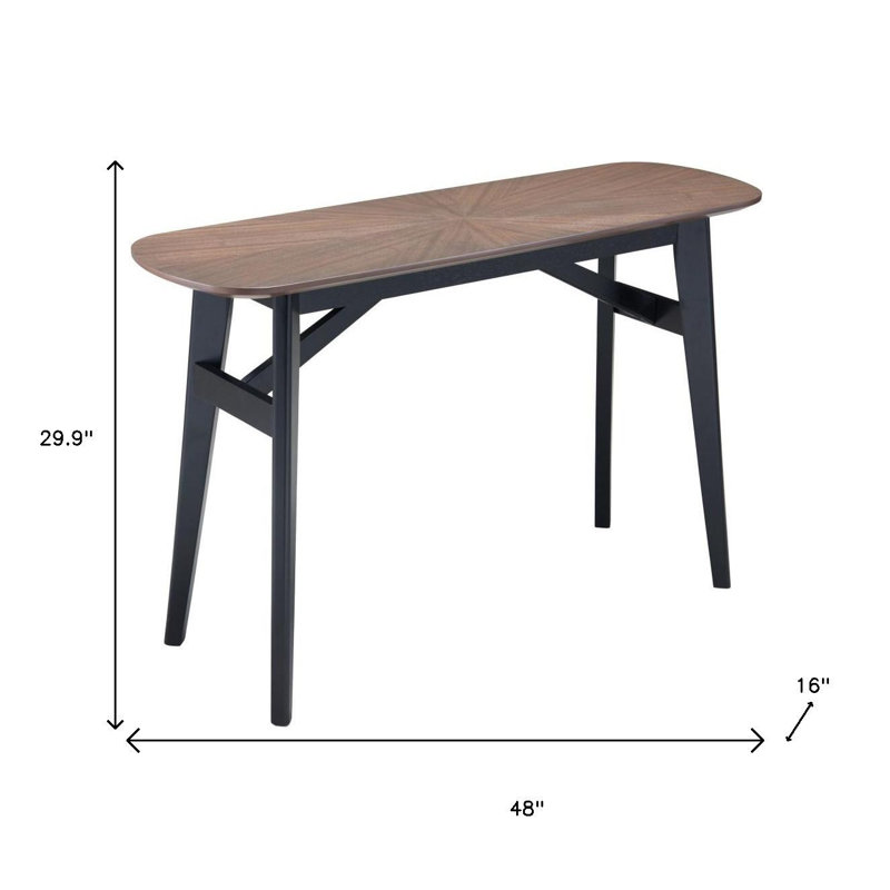 Console ovale 48 po en bois massif noir et espresso