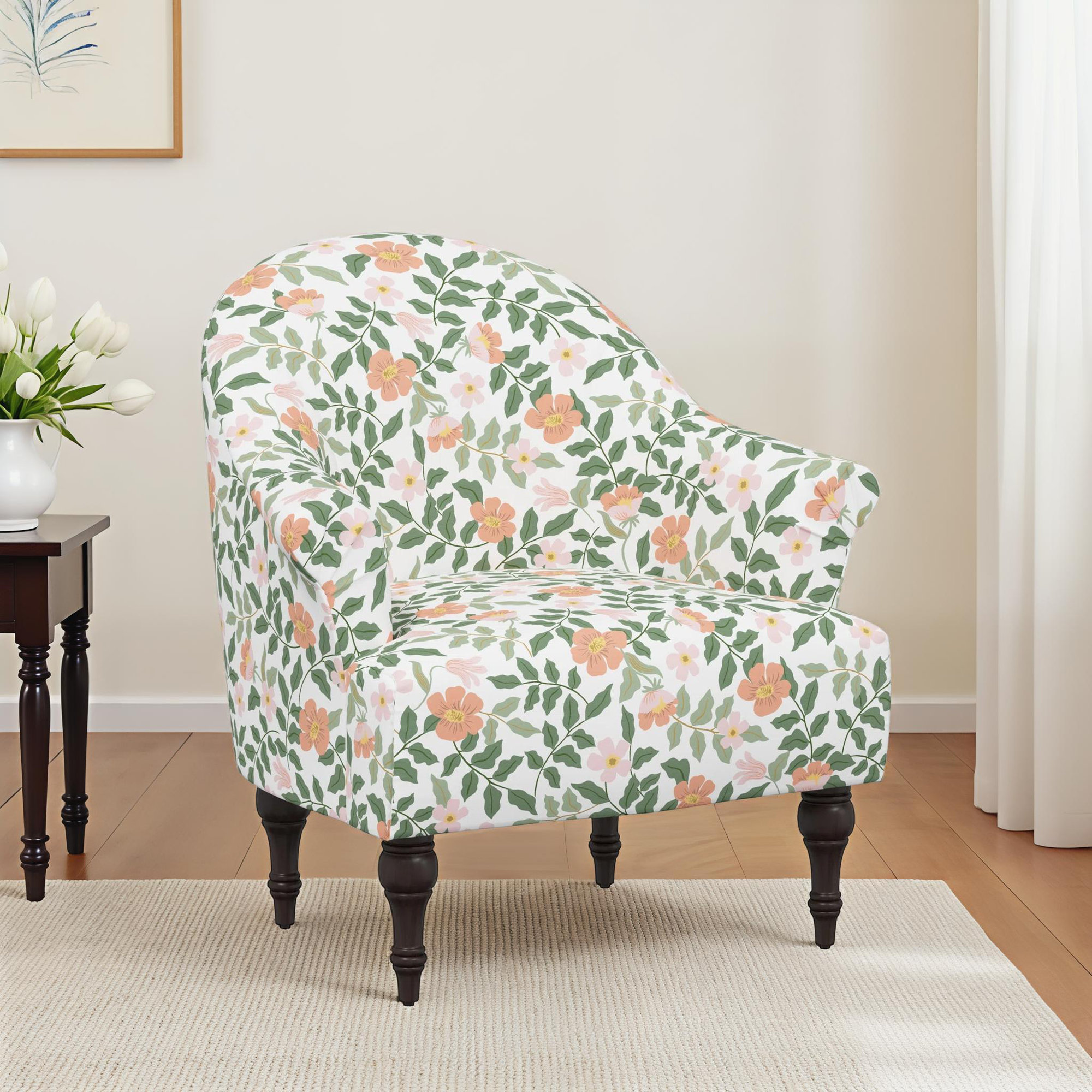 Rifle Paper Co. x Cloth & Company Josephine Chair, Rpc Primrose Blush & Cream Linen