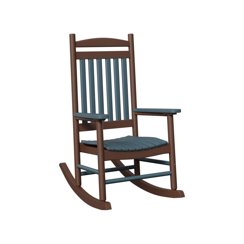 Casual Back Outdoor Rocker Chair, Slate Top/Chocolate Brown Base