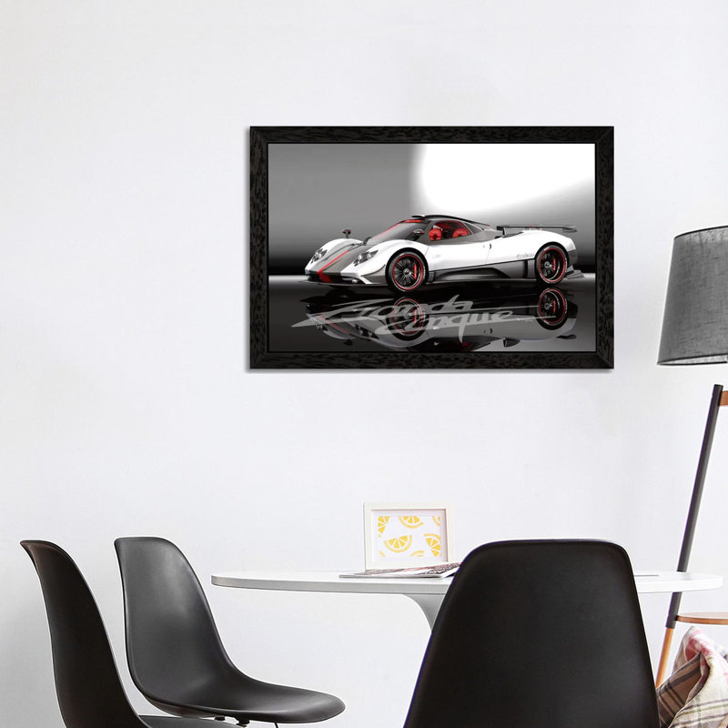 Pagani Zonda Cinque - Print on Canvas, 66.04 cm H x 45.72 cm W, Black Framed