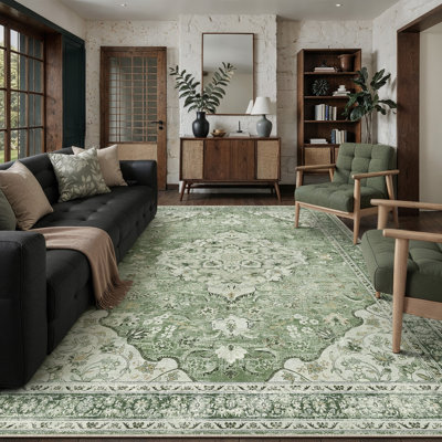 Eleanor Vintage Oriental Washable Area Rug With Non-Slip Backing
