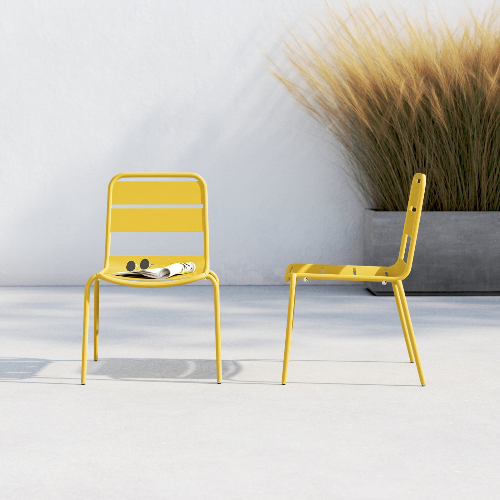 Kapri Stackable Patio Side Chair, Saffron