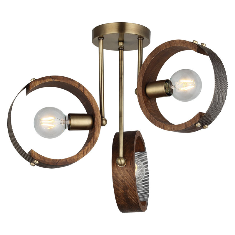 Lustre en métal Antiquation, 36 pouces de hauteur | 3 x douilles E27 de 40 W maximum | Design élégant, capuchon en bois, plaque de base 14 x 14 x 1 po | Parfait pour le salon et la salle à manger | Luminaire élégant pour la décoration intérieure