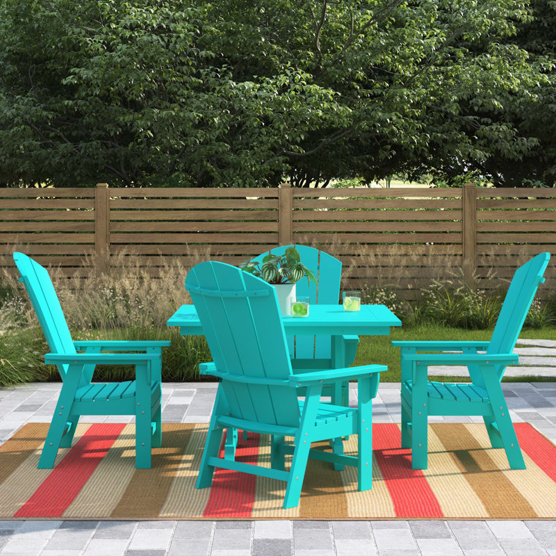 Essie 4-Person Plastic Outdoor Dining Set with Square Table, Turquoise