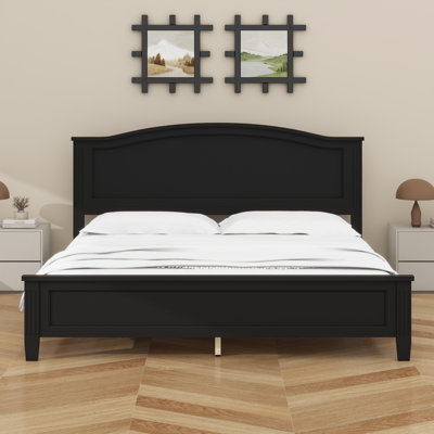 Base de lit plateforme en bois avec tête de lit, support à lattes robuste