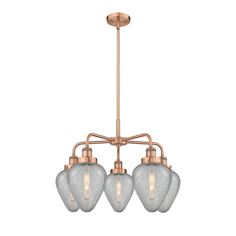 Lustre en forme de goutte à 5 lumières Ameet, Cuivre antique