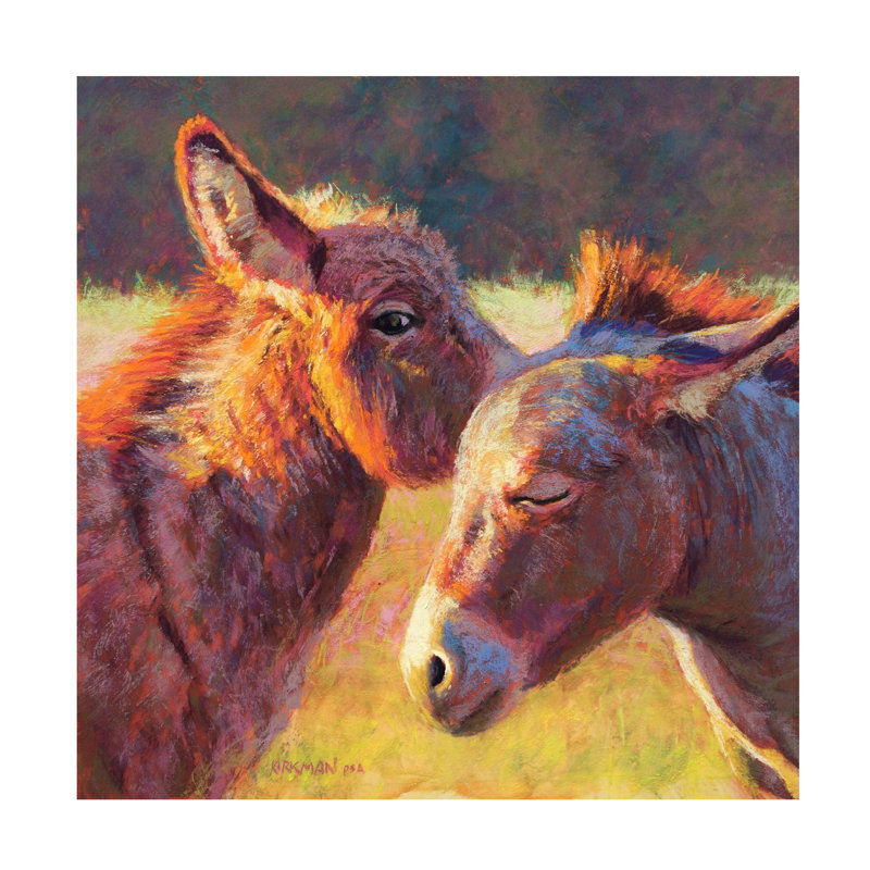 Wrapped Canvas Wall Art - Rita Kirkman 'Burro Confidential' Wall Art for Living Room, Bedroom, or Office Décor  - 14x14