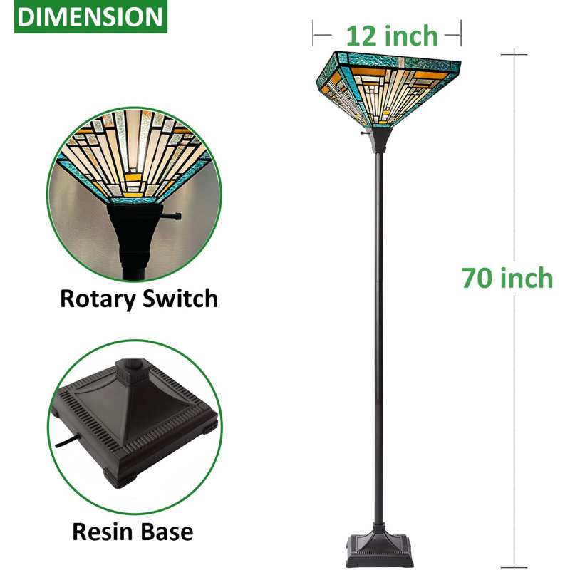 Anuar 70'' Traditional Floor Lamp, ‎Lake Green