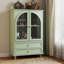 Buffet Farmhouse, buffet à porte arquée en verre trempé avec plateau à niveaux, garde-manger 2 tiroirs