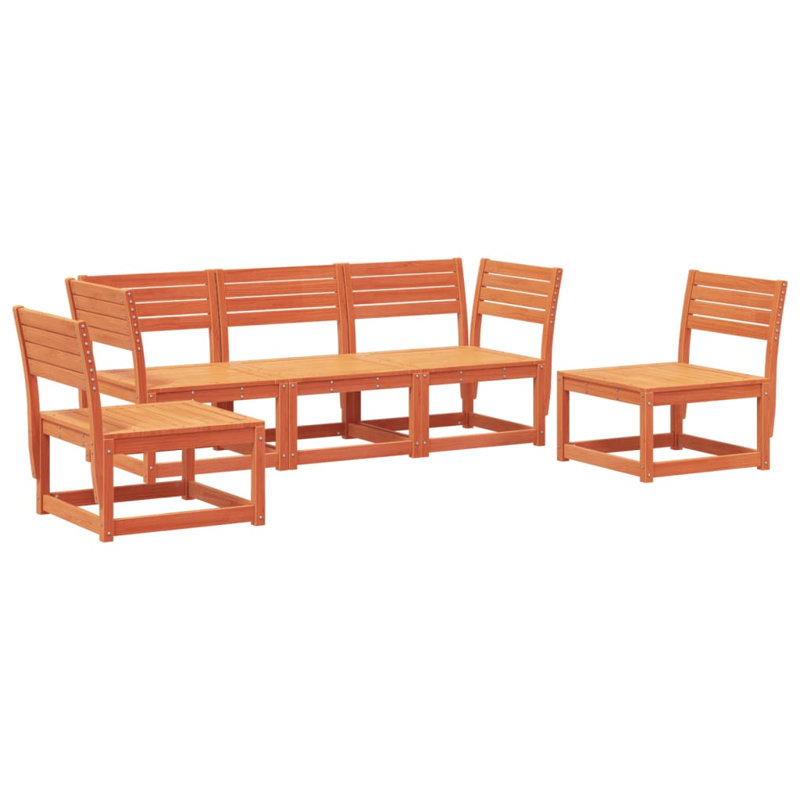 Ensemble de canapé de jardin modulaire en bois de pin massif brun