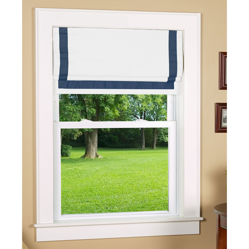 Rideau romain occultant, Bleu marine/blanc, L 63 po, l 32 po