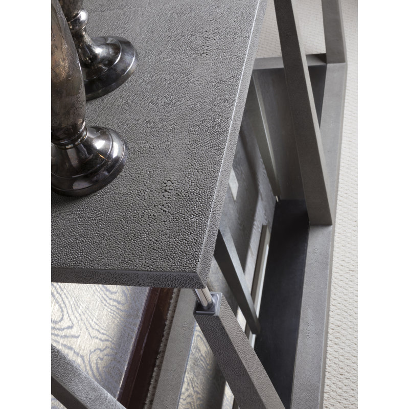 Ascension 53'' Gray Faux Shagreen and Mirror Console Table
