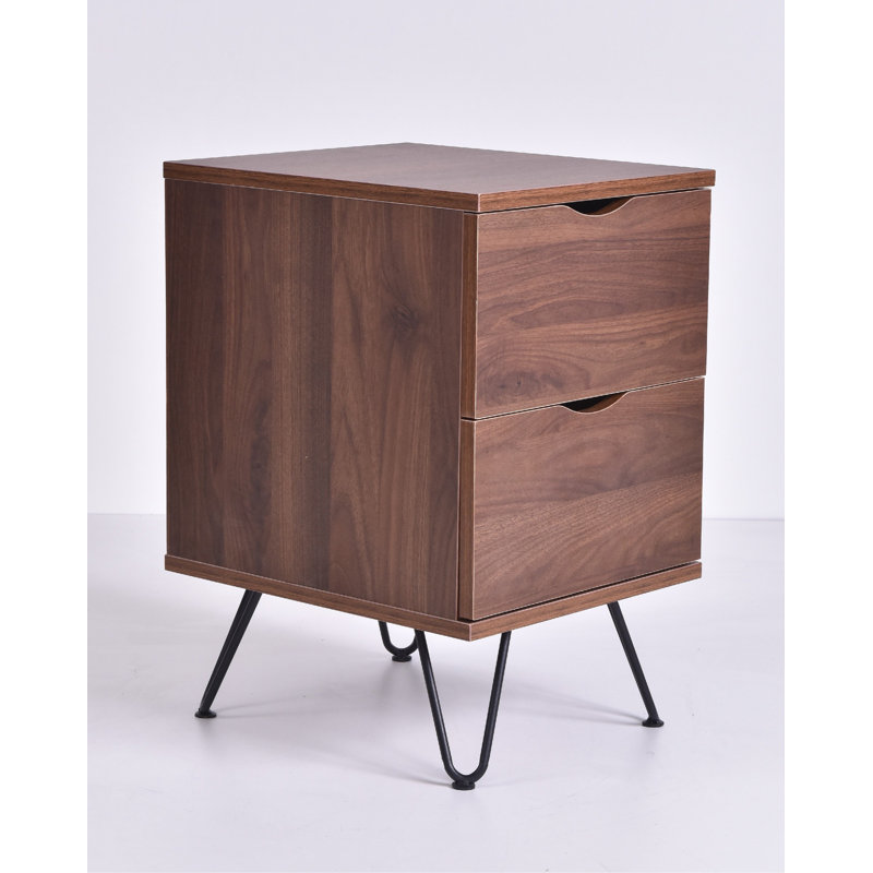 Holzworth 35.2cm W Particle Board / Chipboard Bedside Table, Walnut