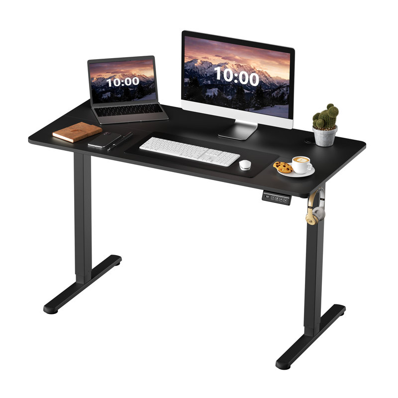 Bureau debout réglable électrique Oishee, Noir, noir, noir, noir, H 46,5 po x l 47 po x P 24 po