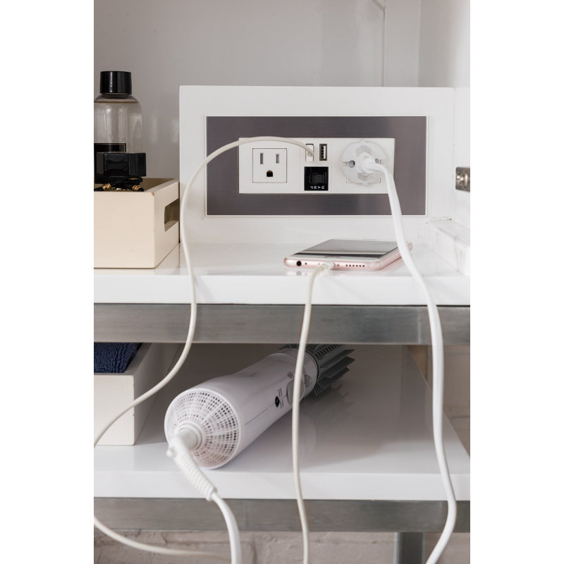 Columbia 59'' W Double Vanity, Glossy White, White, Matte Black