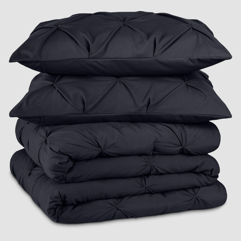 Microfiber Solid No Pattern Colour Duvet Cover Set with Pillowcases, Single Duvet Cover Set + 1 Pillowcase, Black
