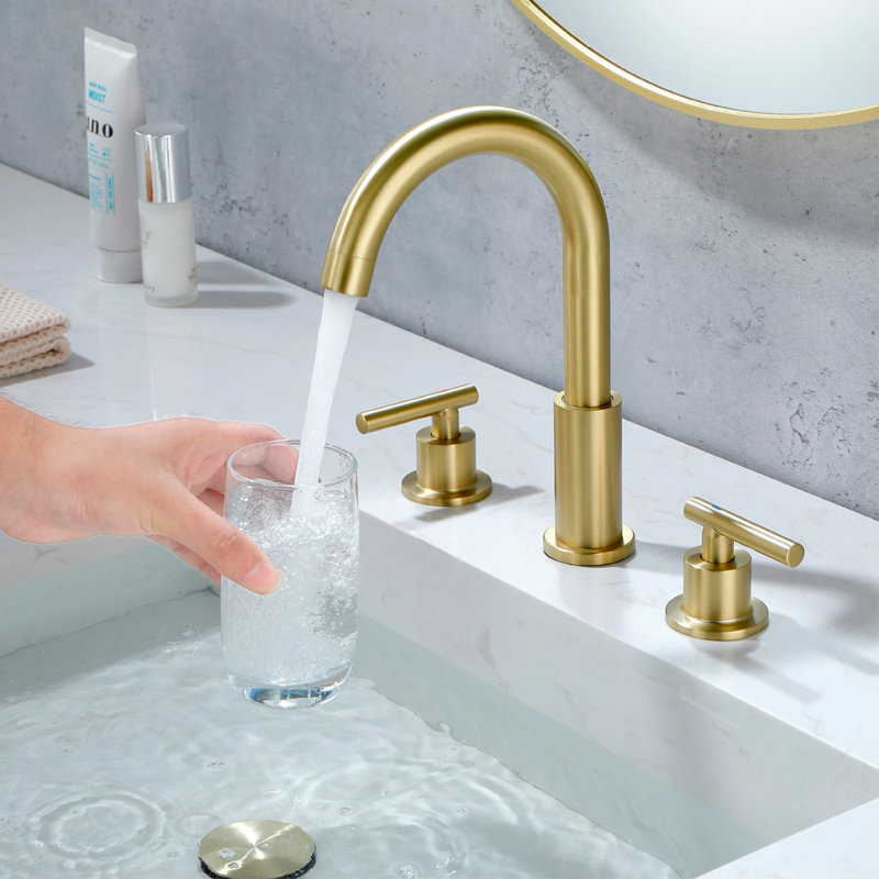 Bathroom Faucet with Drain Assembly, Brushed Gold