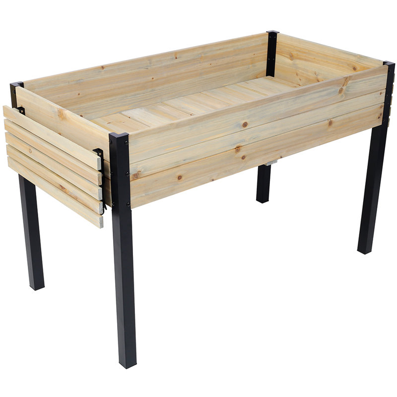 Nayloni Wood Elevated Planter, Natural, 29.5" H x 62.5" W x 23.6" D
