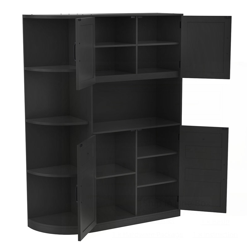 Armoire de vestibule polyvalente avec beaucoup de rangement et configuration en forme de L, idéale pour l'organisation de la maison moderne et l'efficacité de l'espace.