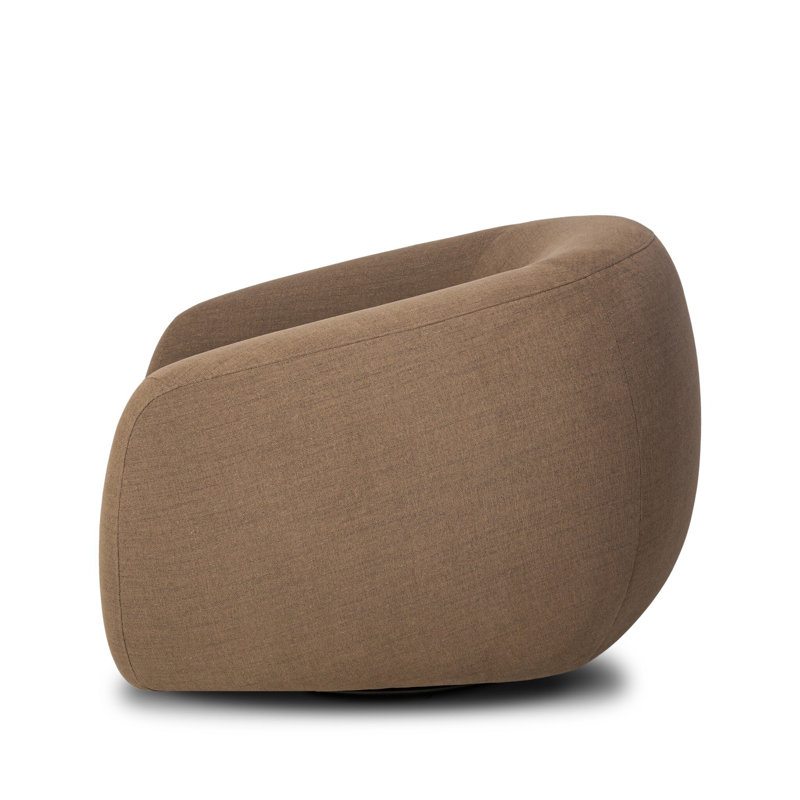 Channing Swivel Barrel Chair, Brown Polyester Blend