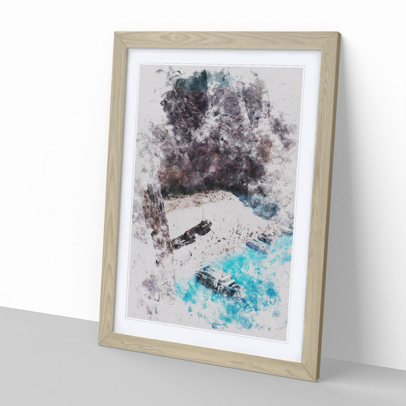 Navagio Beach in Zante Greece Vol.1 - Picture Frame Graphic Art, 36cm H x 27cm W x 2cm D, Oak Framed