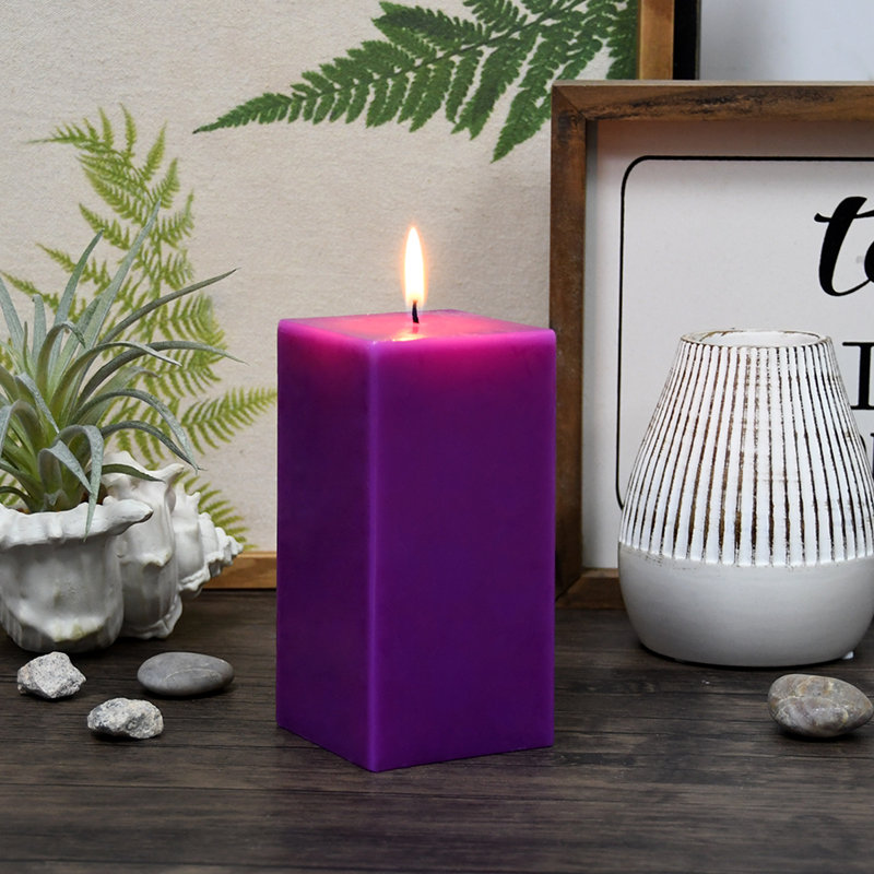 Bougie colonne, Mauve, H 6 po x l 3 po x P 3 po, Ensemble de 12