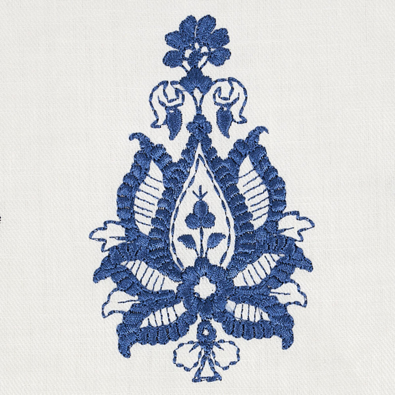 Tissu de broderie en lin Jaipur, Bleu