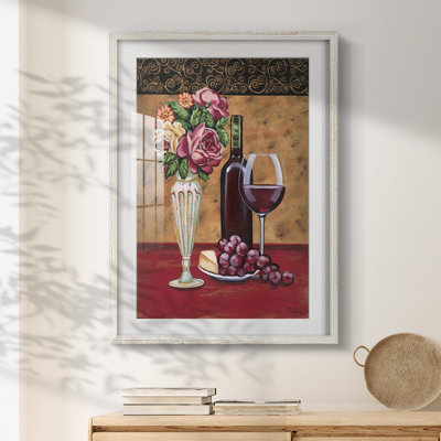 Vintage Flowers & Wine I -Framed Print