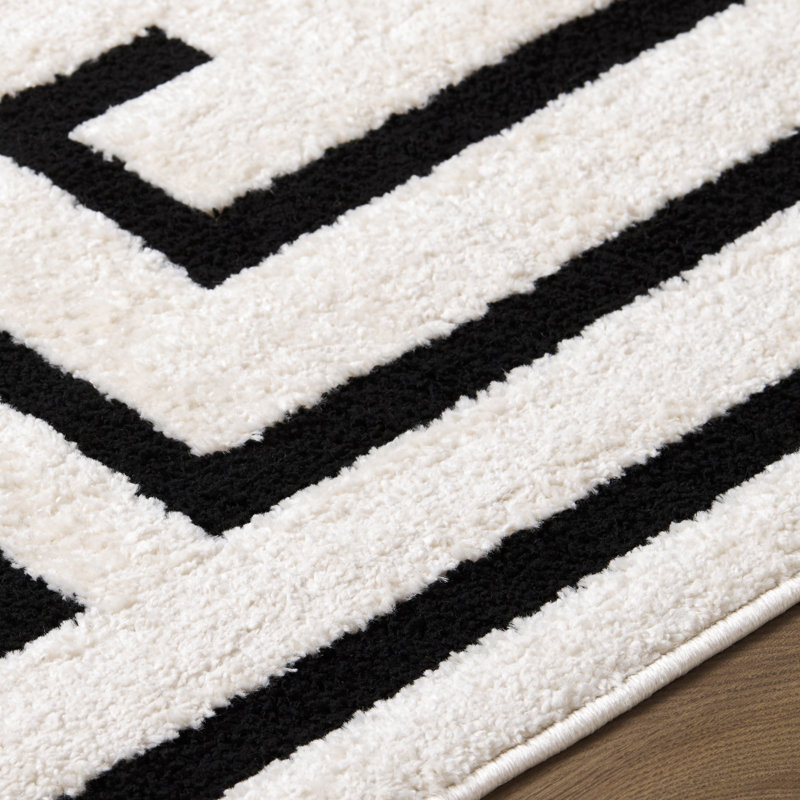 Rachel Zoe X Livabliss The Studio Edit Machine Woven Rug, Black/Beige, Rectangle 7'1 x 10'