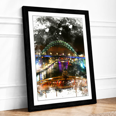 Carnival Lights at Night Retro 1 Piece Single Picture Frame Wall Art