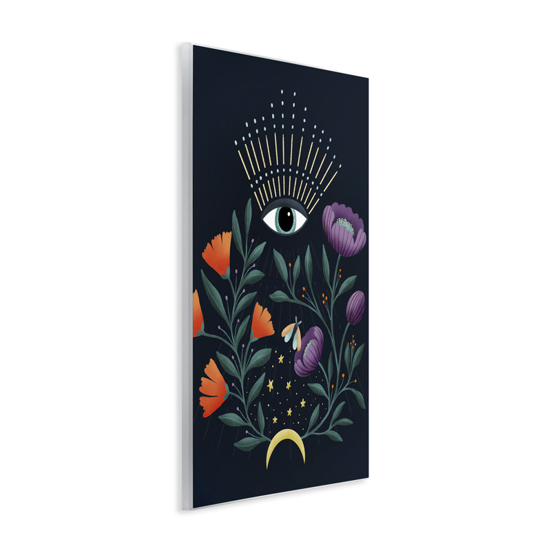 Plaque murale Mystical Floral Evil Eye, design par Metka Hiti, H 15 po x l 10 po