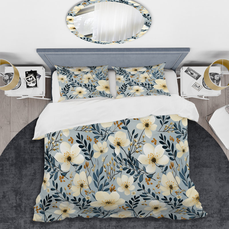 Ensemble de housse de couette Dreamy Garden Minimalist Flower I - Floral, Housse de couette pour grand lit et 2 taies décor