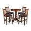 Ensemble de table de salle à manger à hauteur de comptoir 5 pièces comprenant une table ronde avec piédestal et 4 chaises de salle à manger, acajou-290495929-336933031-336933030