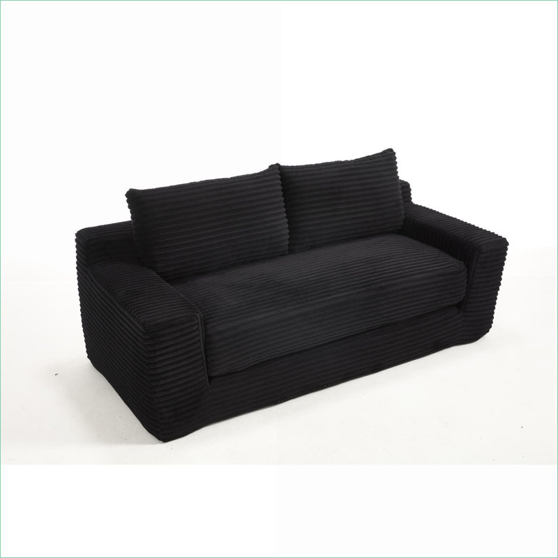 Canapé en L à mémoire de forme convertible, sans assemblage, compact pour les petits espaces | Noir | Tissu