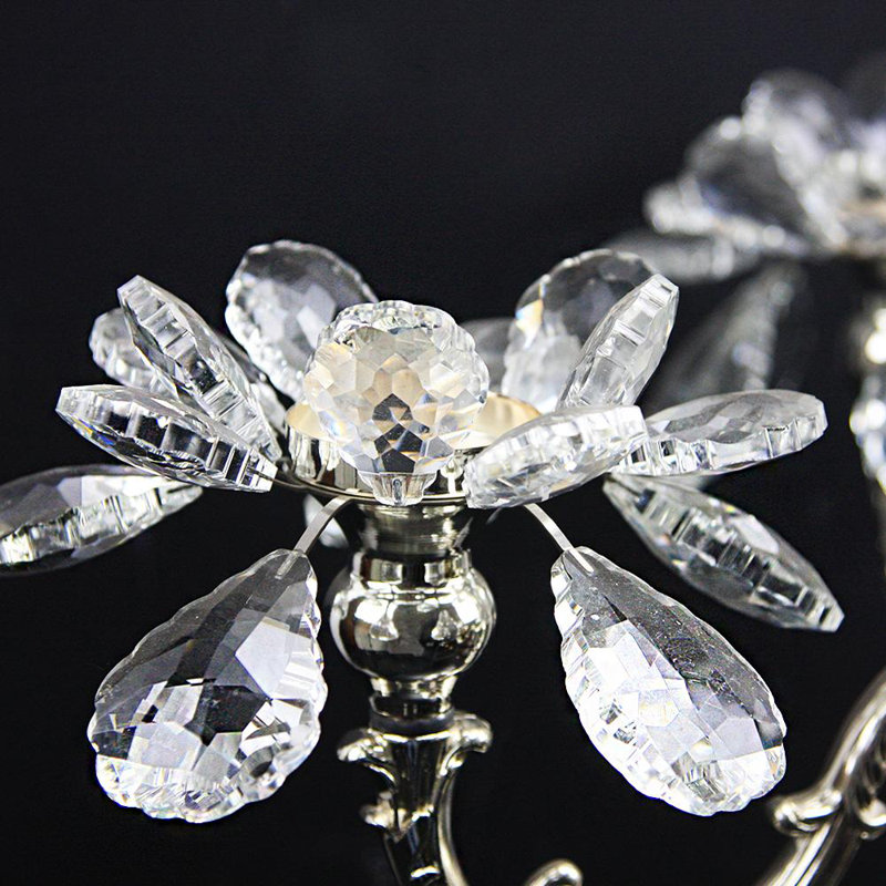 Crystal Tabletop Candelabra, Silver, Small