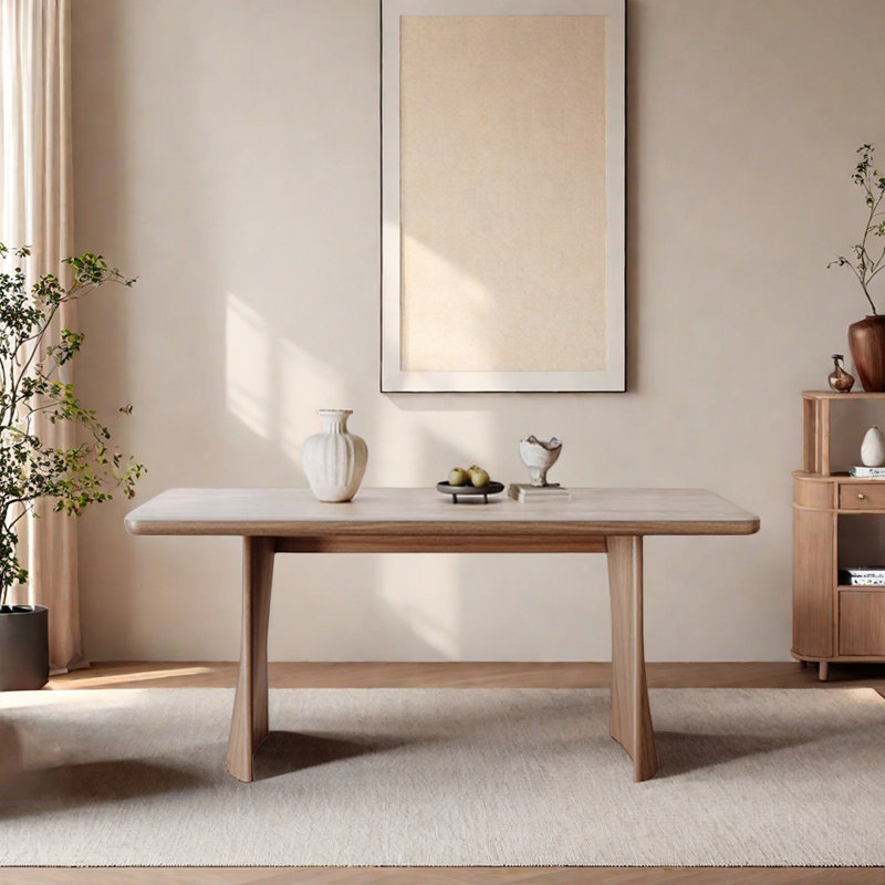 Durable Rock Slab Multi-layered Solid Wood Table, 29.52"H x 55.11"L x 31.49" W