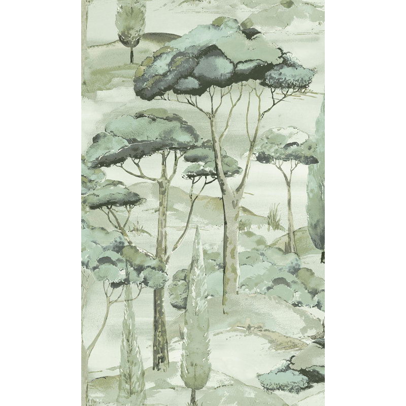 Papier peint arbre tropical bleu aquarelle, Vert