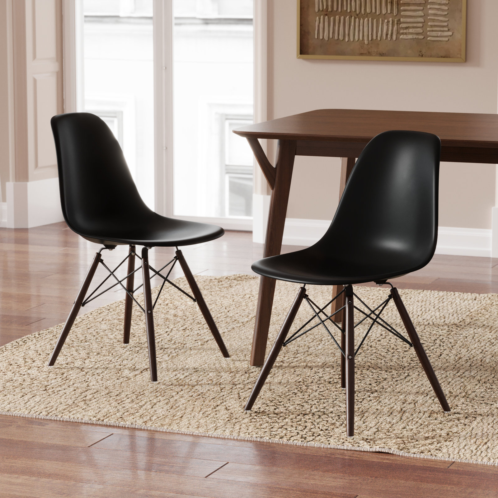 Jordan Side Chair, Black, Walnut