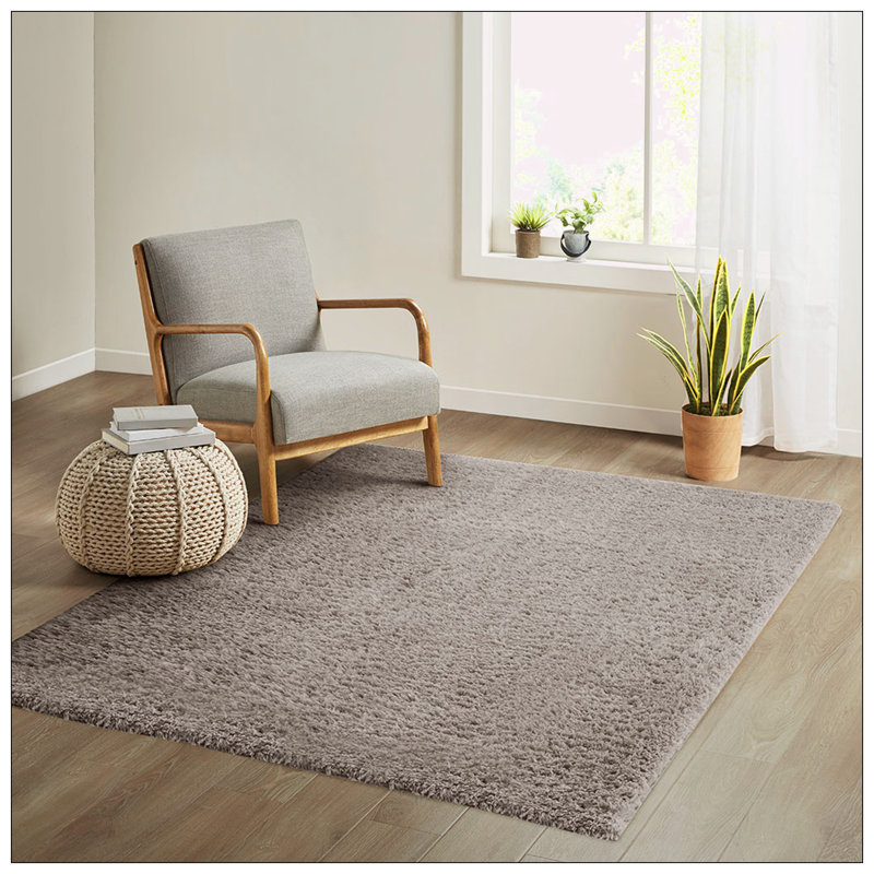 Super Soft Polyester Shag Area Rug, Rectangle 5'3" x 7'