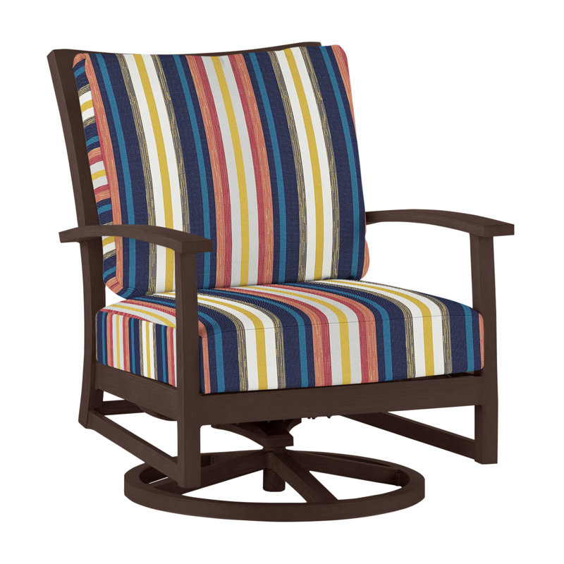 Charleston Patio Lounge Chair with Cushions, No Welt, Linen Dove, Charleston Aluminum #60 Oak