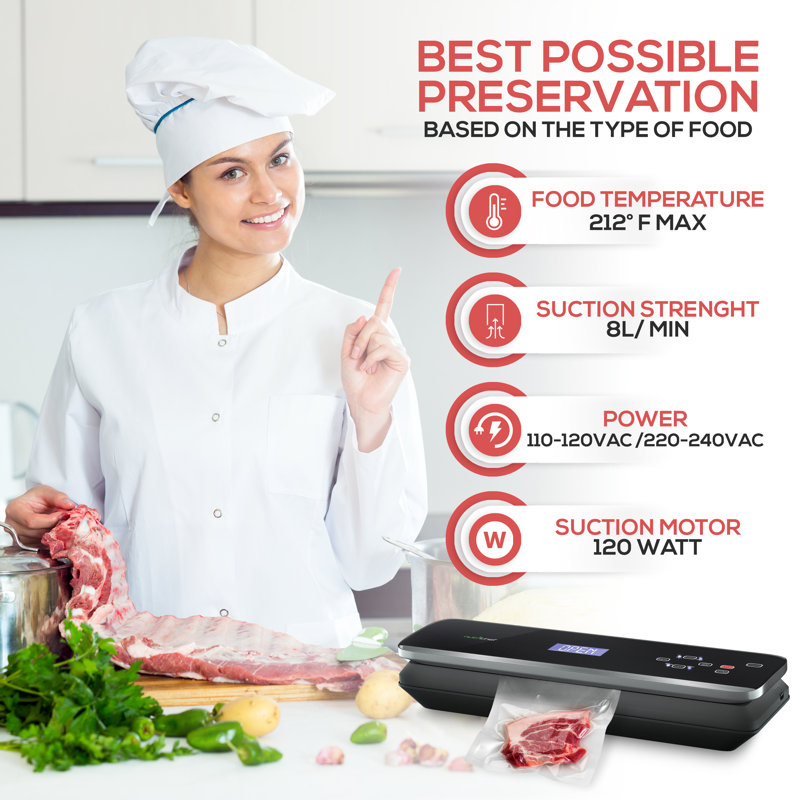 NutriChef Automatic Vacuum Food Sealer Machine External Vacuum Sealer