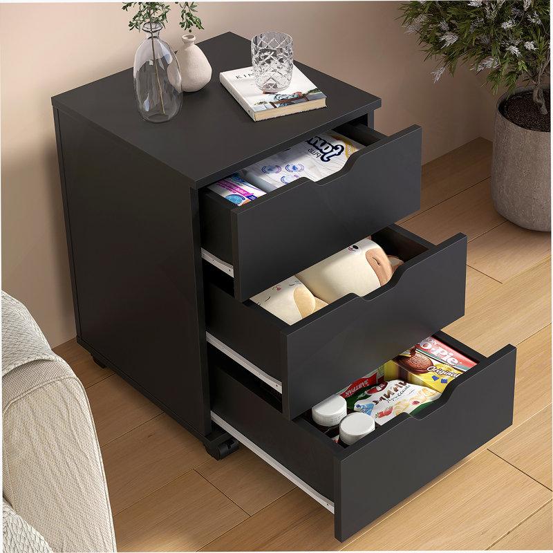 3-Drawer Vertical Filing Cabinet Rolling Wood Mobile File Cabinets Under Desk For Home Office With Casters(Non-Assembled)