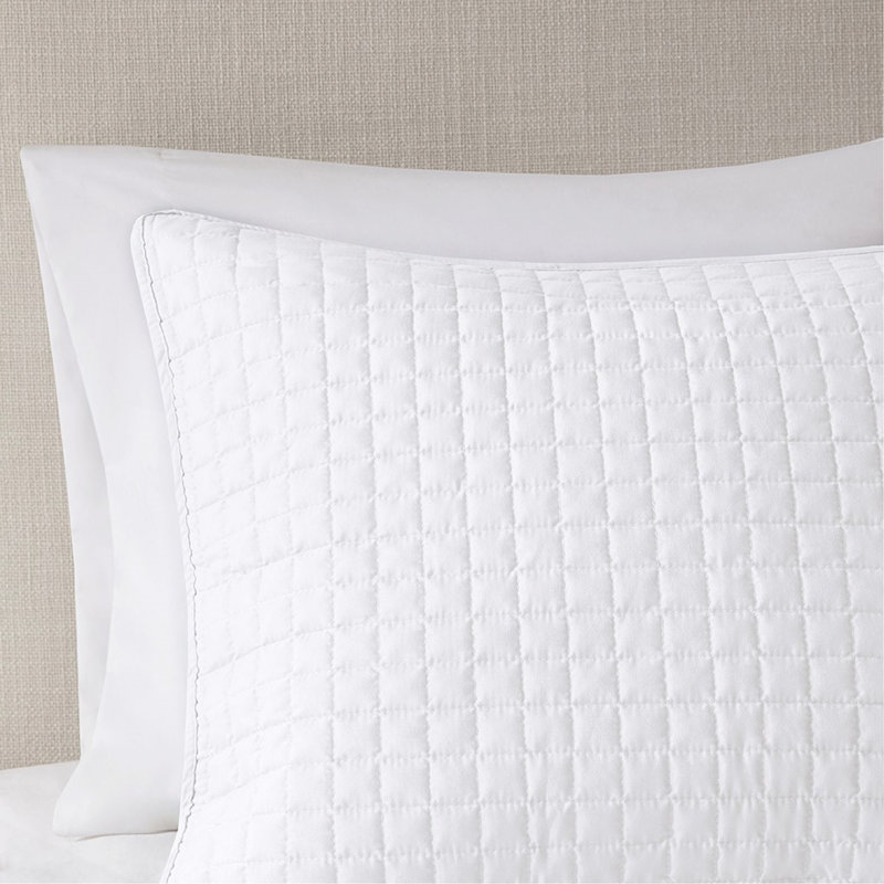 Ensemble de courtepointe réversible 3 pièces blanc double / grand, Blanc, Courtepointe grand + 2 oreillers décoratifs