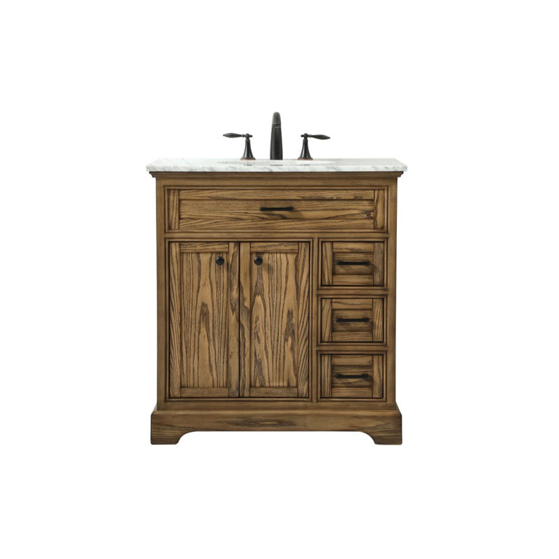 Hermes 32'' Single Bathroom Vanity with Marble Top, Driftwood