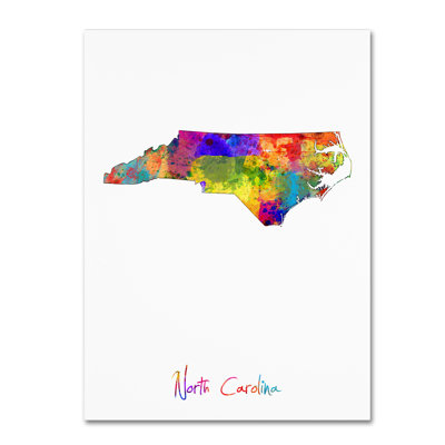 « north caroline map », reproduction d’impression sur toile tendue